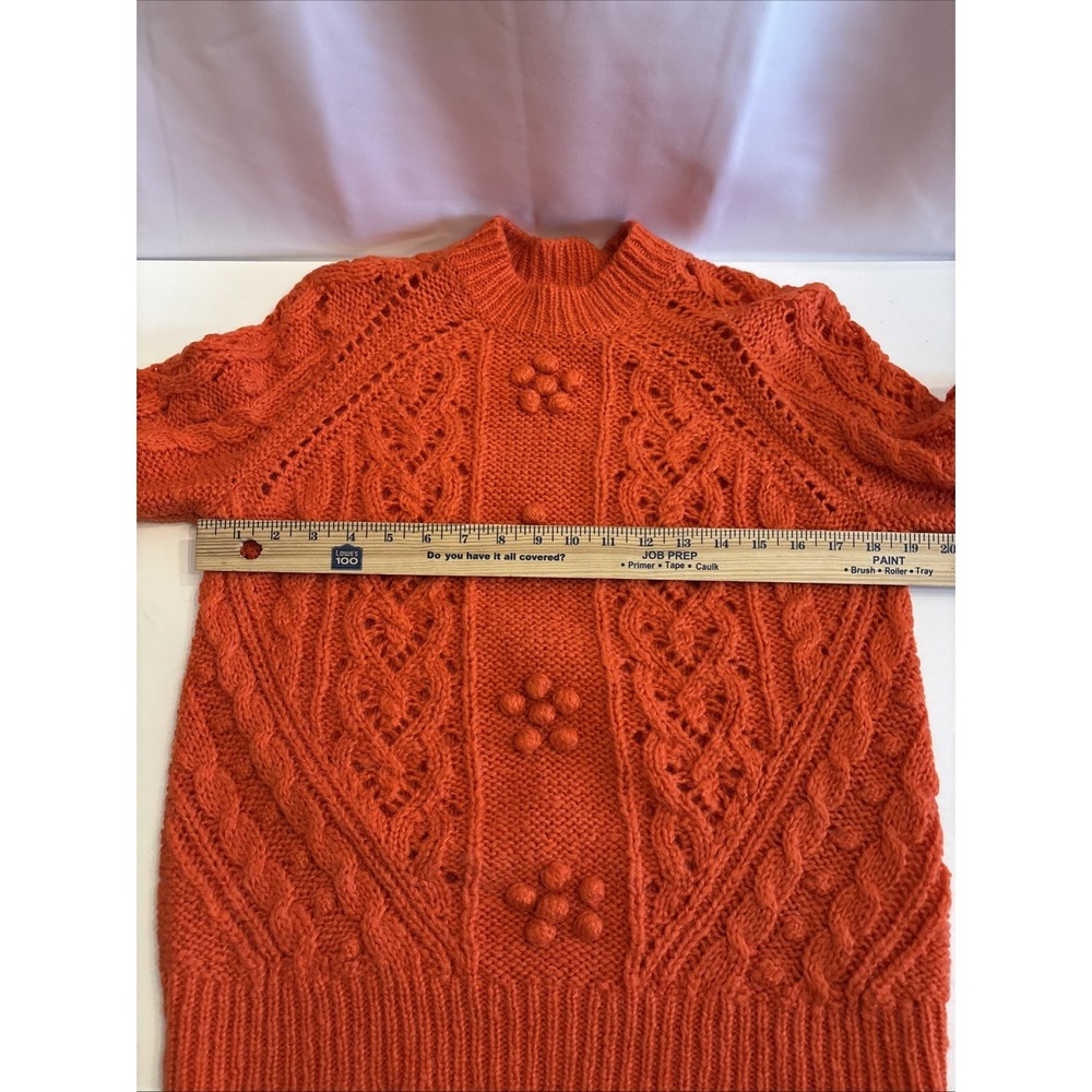 J.Crew Sweater‎ Women XS Cable Knit Pointelle Flowers Alpaca Wool Cottage Core - Picture 6 of 7